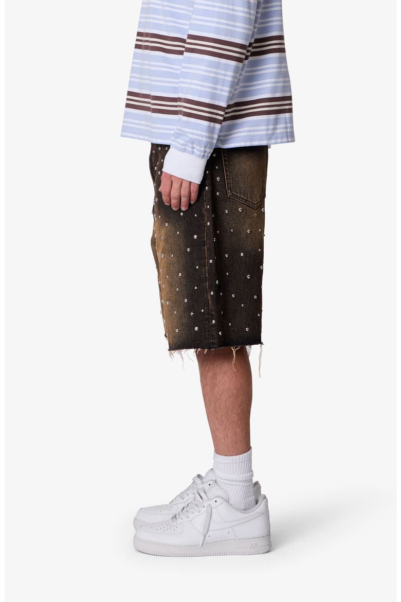 Baggy Studded Denim Shorts, Alternate, color, BLACK