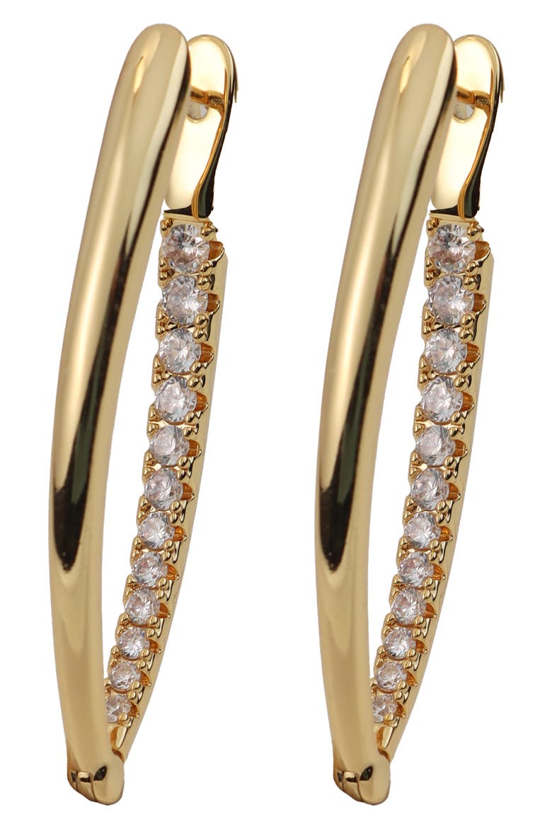 Cubic Zirconia Inside-Out Hoop Earrings, Main, color, GOLD