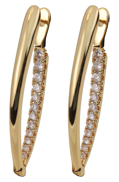 Cubic Zirconia Inside-Out Hoop Earrings