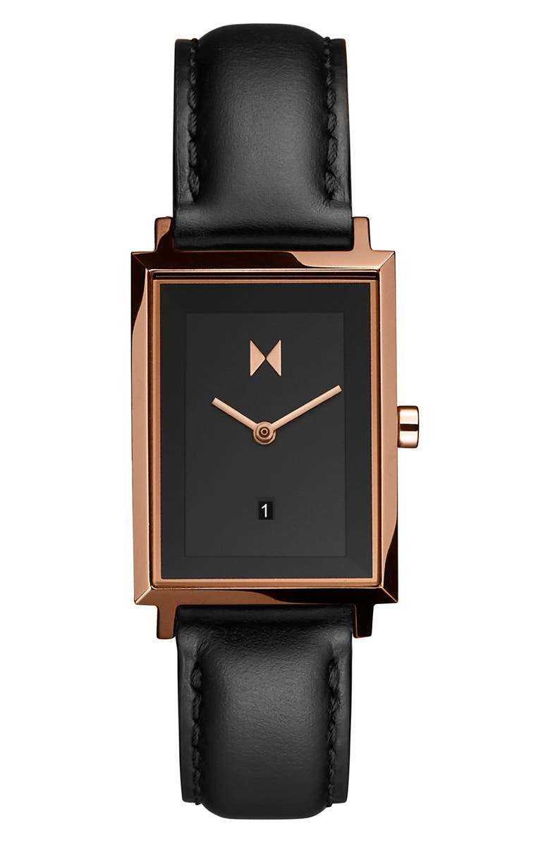 MVMT WATCHES MVMT Signature Square Leather Strap Watch, 24mm, Main, color, 