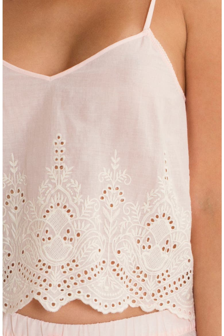 Eyelet Cotton Short Pajamas, Alternate, color, PEACH/ NATURAL