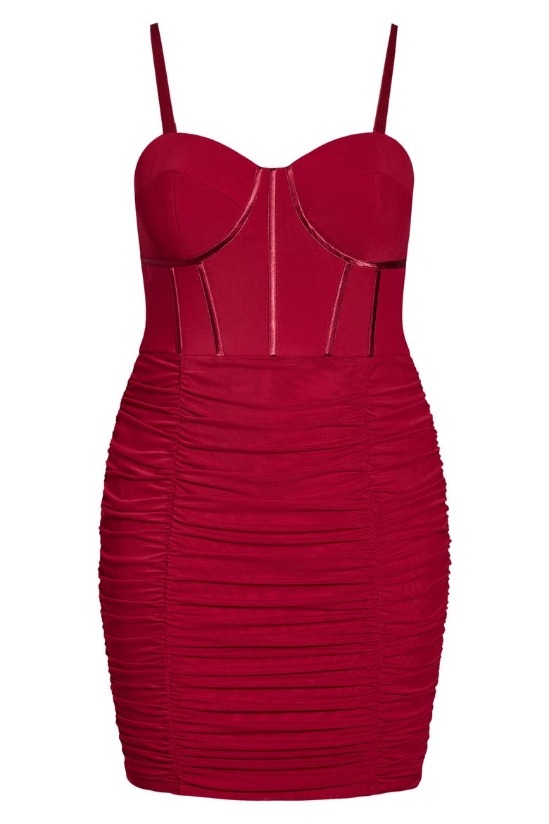 Lexi Bustier Ruched Minidress, Alternate, color, RED