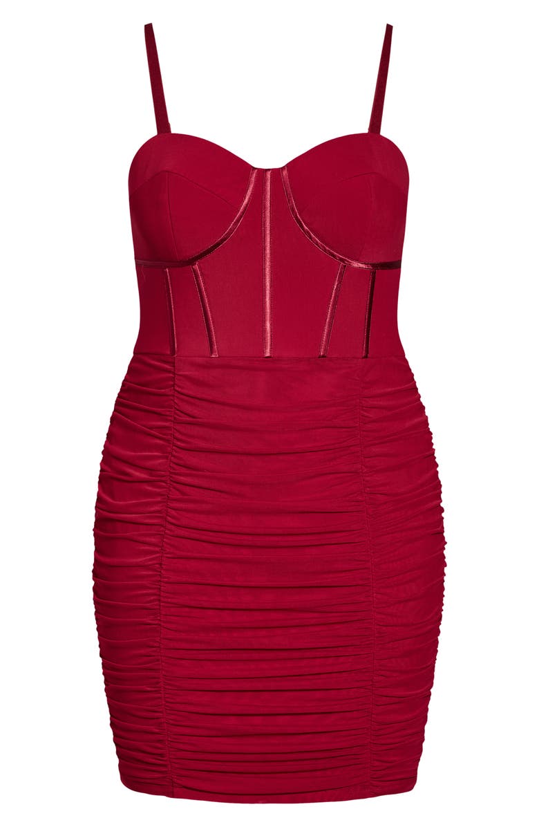 City Chic Lexi Bustier Ruched Minidress, Alternate, color, Red
