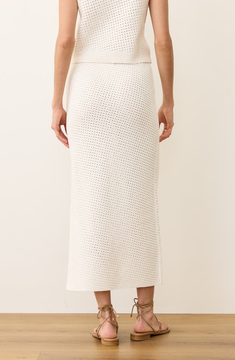 Marine Layer Sands Open Stitch Midi Sweater Skirt, Alternate, color, Cream