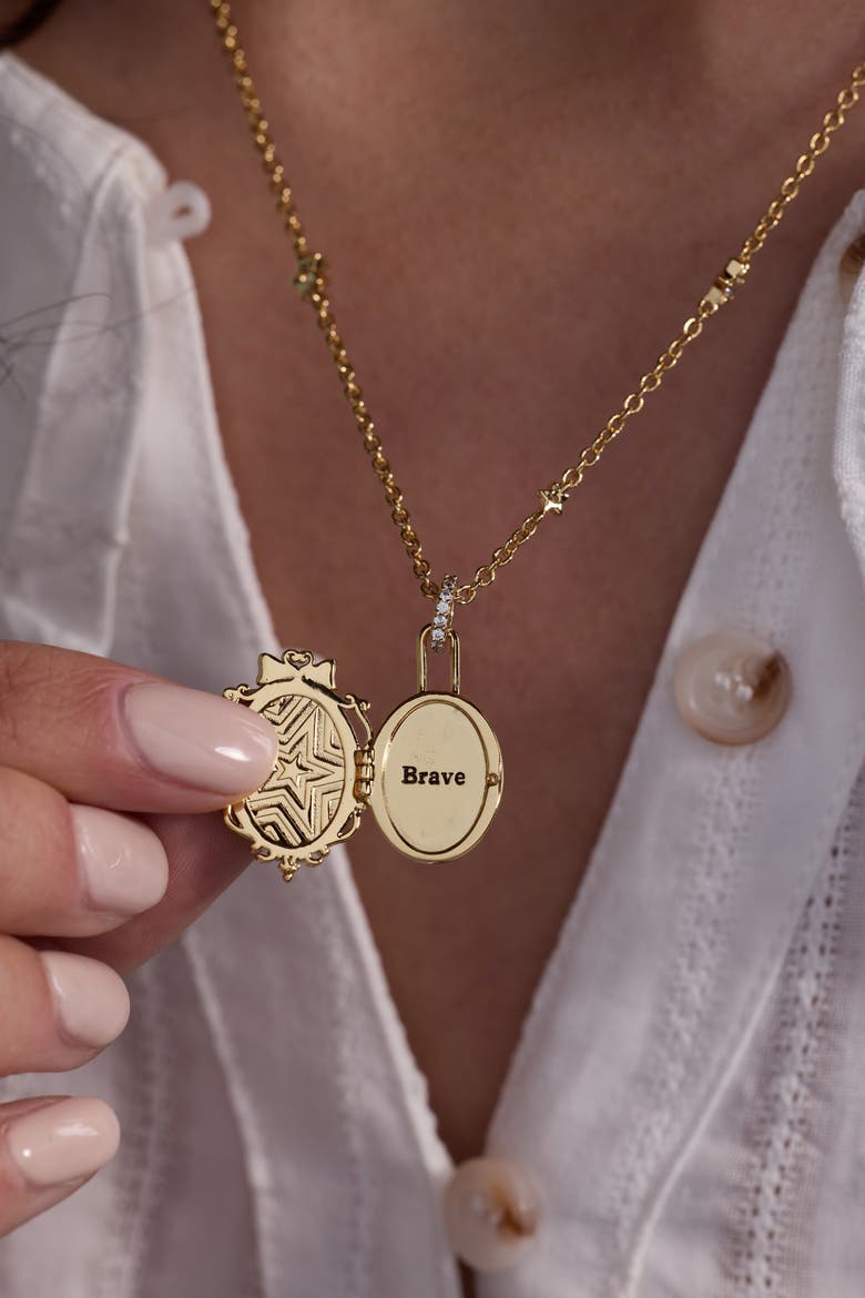 American Girl® Kirsten 'Brave' Locket Necklace, Alternate, color, Gold