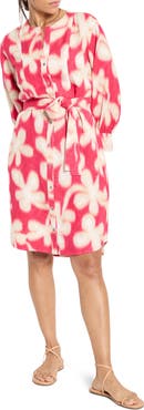 NIC+ZOE Glowing Flower Long Sleeve Belted Shirtdress