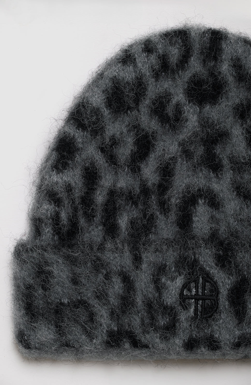 Anine Bing Elia Leopard-print Beanie In Black