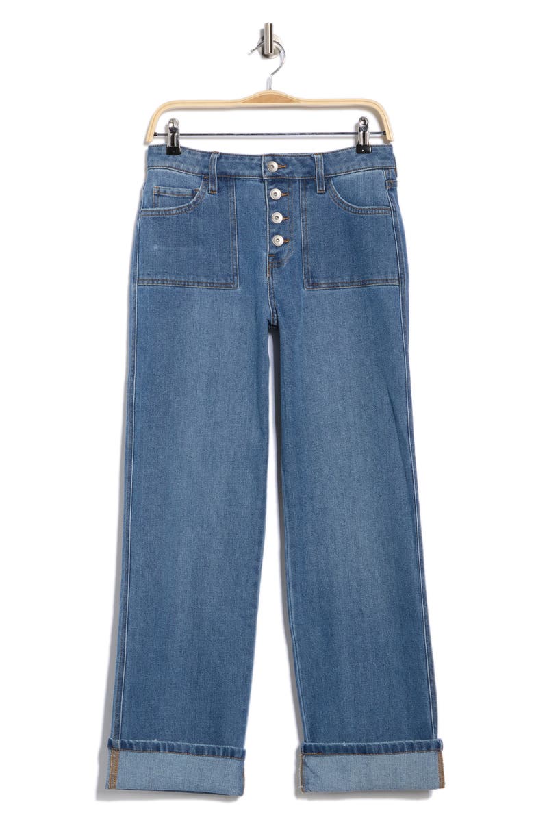 Sanctuary Cuffed Straight Leg Jeans, Alternate, color, Sky Ice Blue