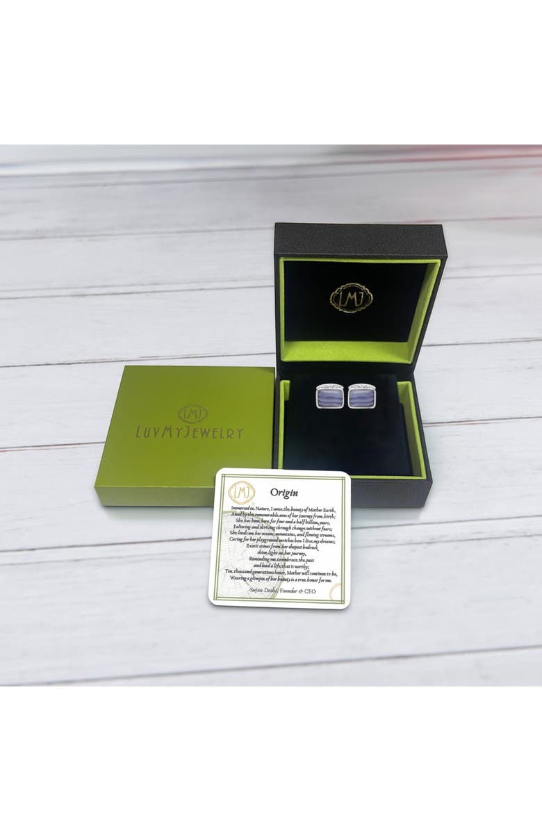 LuvMyJewelry Blue Lace Agate Sterling Silver Men Cufflinks, Alternate, color, Silver