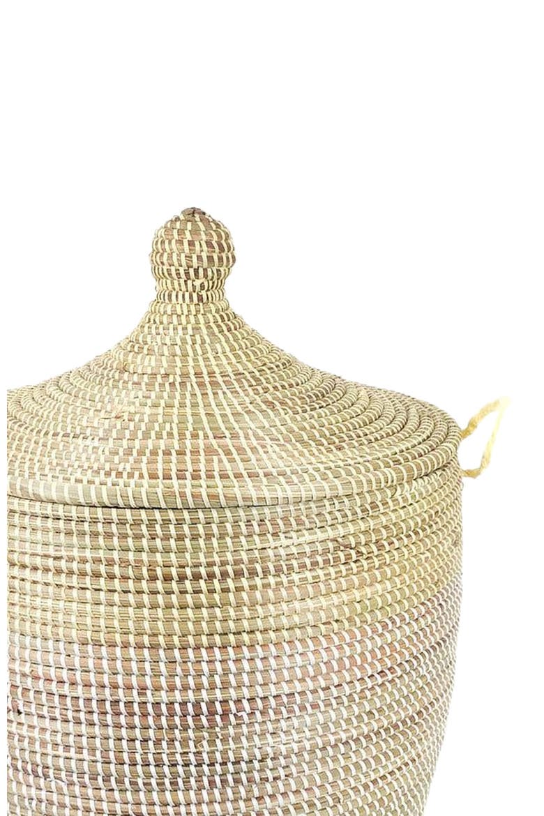 Dou Lid Storage Basket Two-Tone Medium Storage, Alternate, color, Natural and White