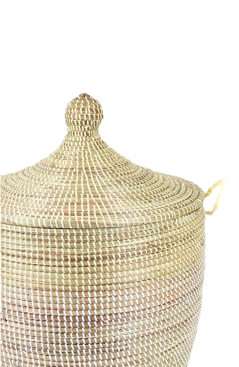 Mbare Dou Lid Storage Basket Two-Tone Medium Storage, Alternate, color, Natural And White
