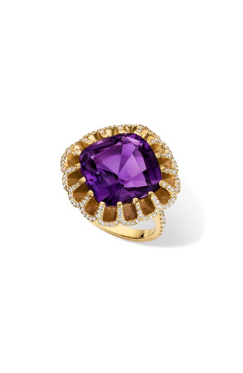 Floating Amethyst & Diamond Pavé Cocktail Ring