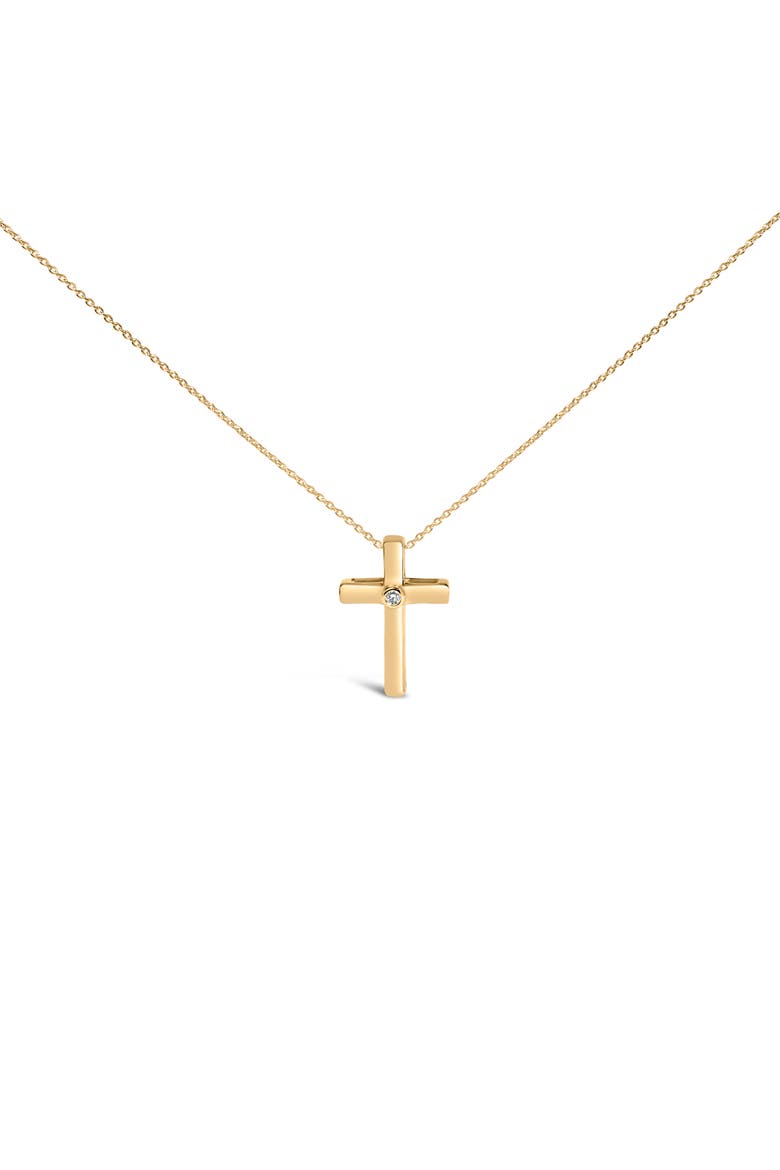 Gold Vermeil Bezel Set Diamond Accent Cross Pendant Necklace, Main, color, Silver