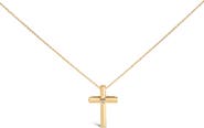 Haus of Brilliance Gold Vermeil Bezel Set Diamond Accent Cross Pendant Necklace