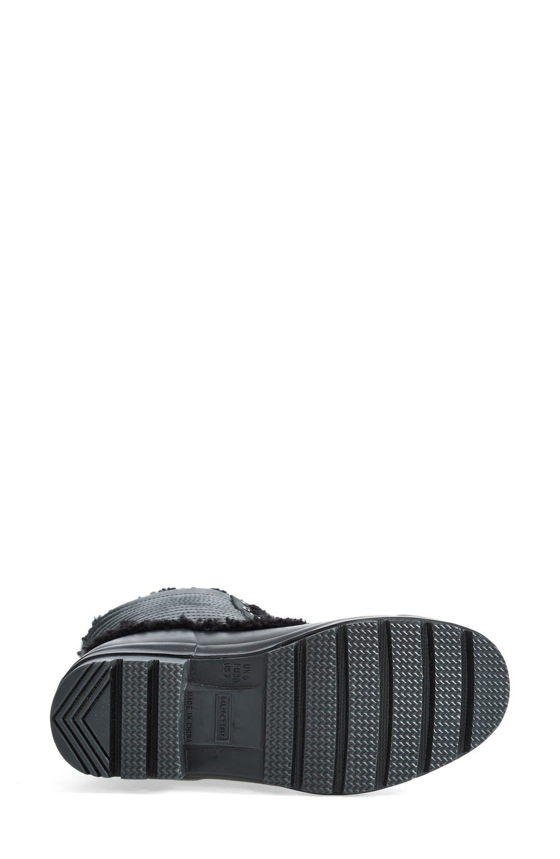 Hunter Original Genuine Shearling & Patent Leather Lace-Up Rain Boot, Alternate, color, 