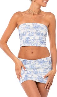EDIKTED Delft Print Tube Top