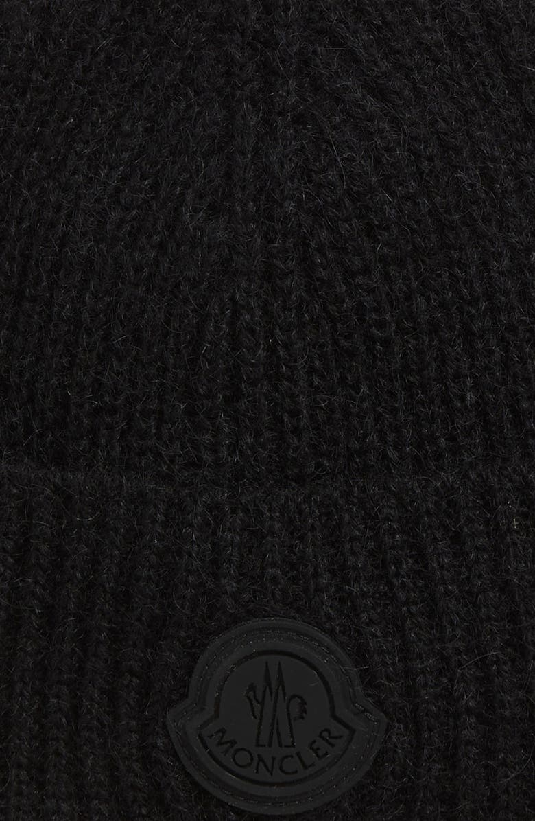 Moncler Logo Patch Wool & Mohair Blend Beanie, Alternate, color, Black