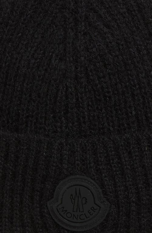 Moncler Logo Patch Beanie In Black
