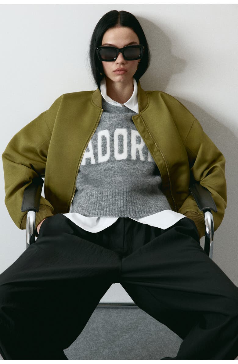 H&M Jacquard-motif Jumper, Alternate, color, Gray Melange/Adore