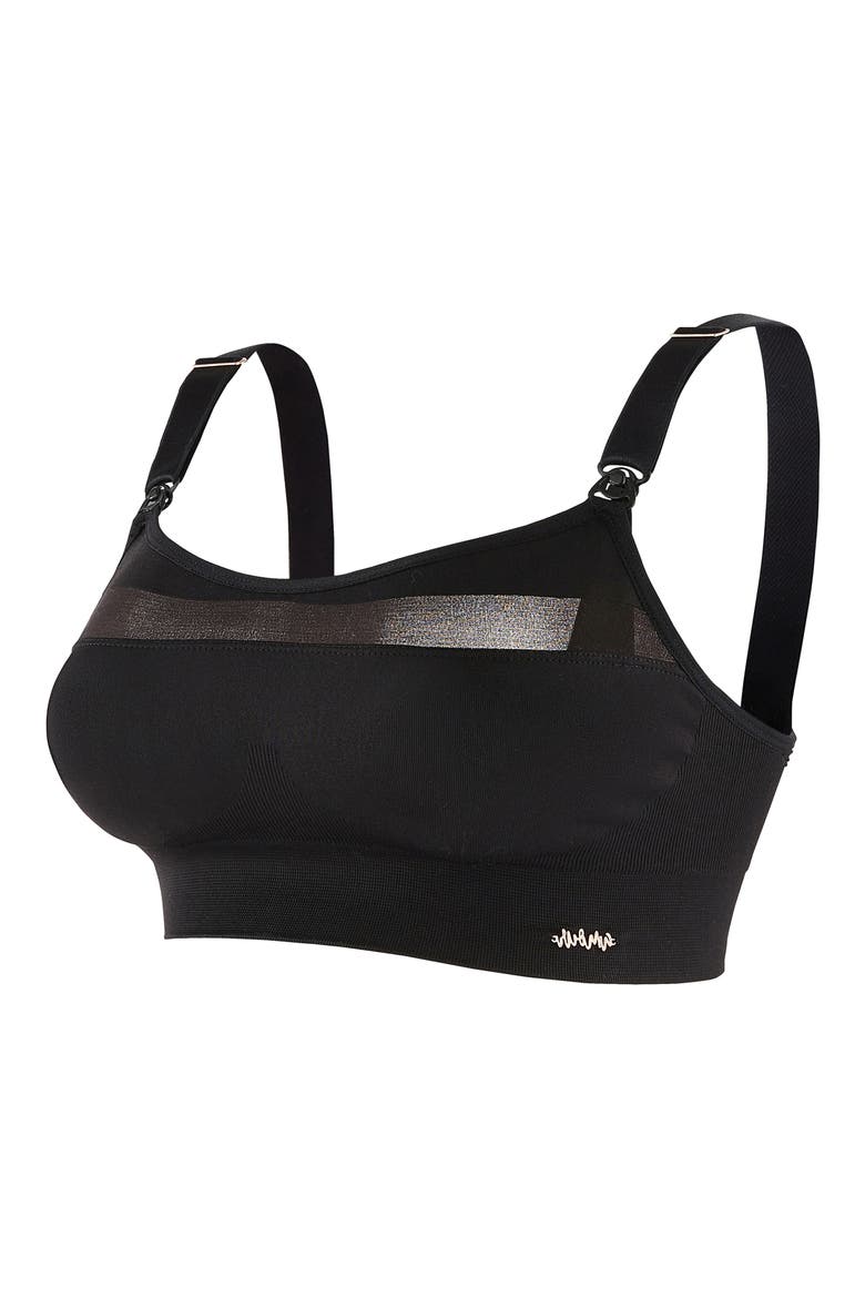 Woma maternity and nursing sports bra, Main, color, BLACK