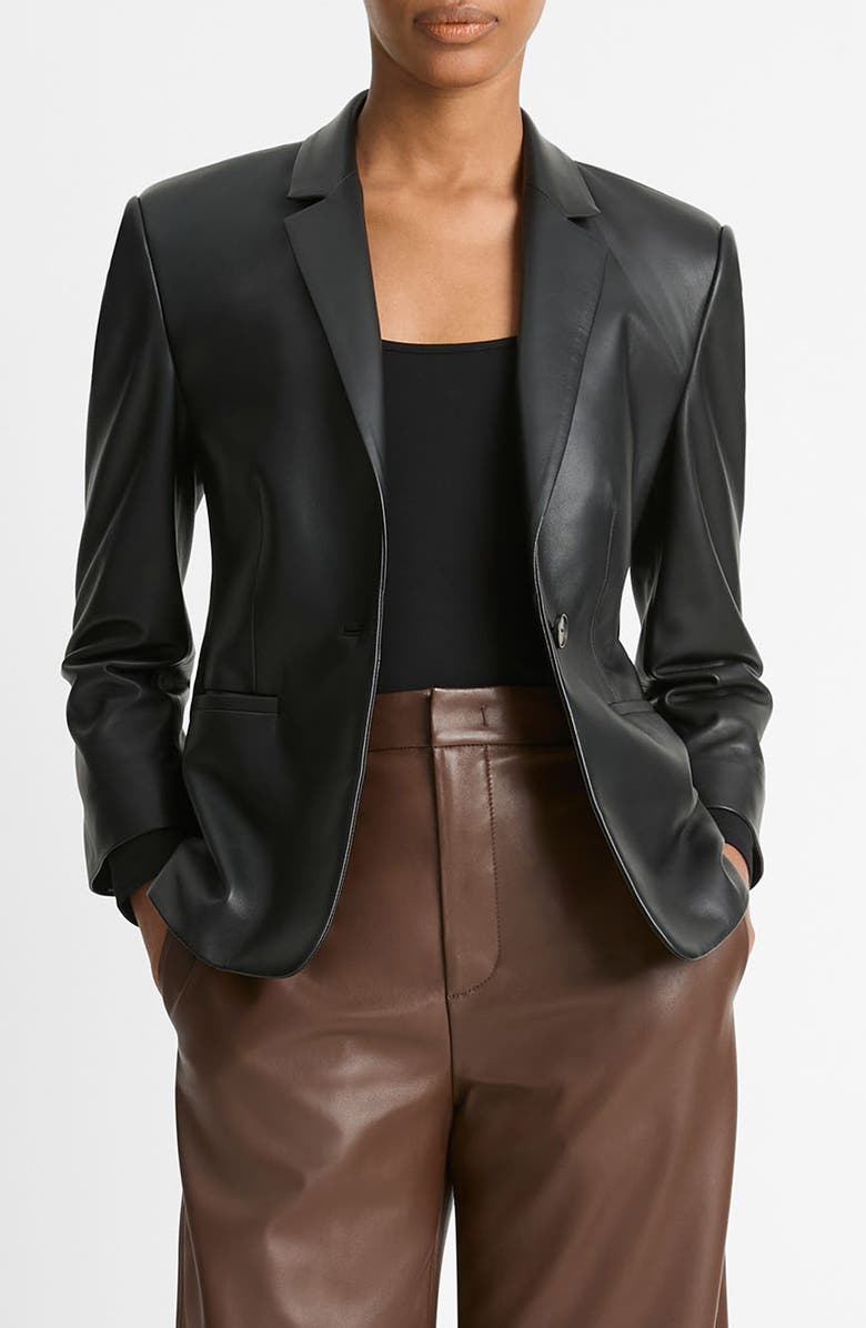 Vince Shrunken Leather Blazer, Main, color, 