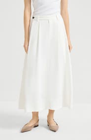Brunello Cucinelli Twill sartorial skirt with monili