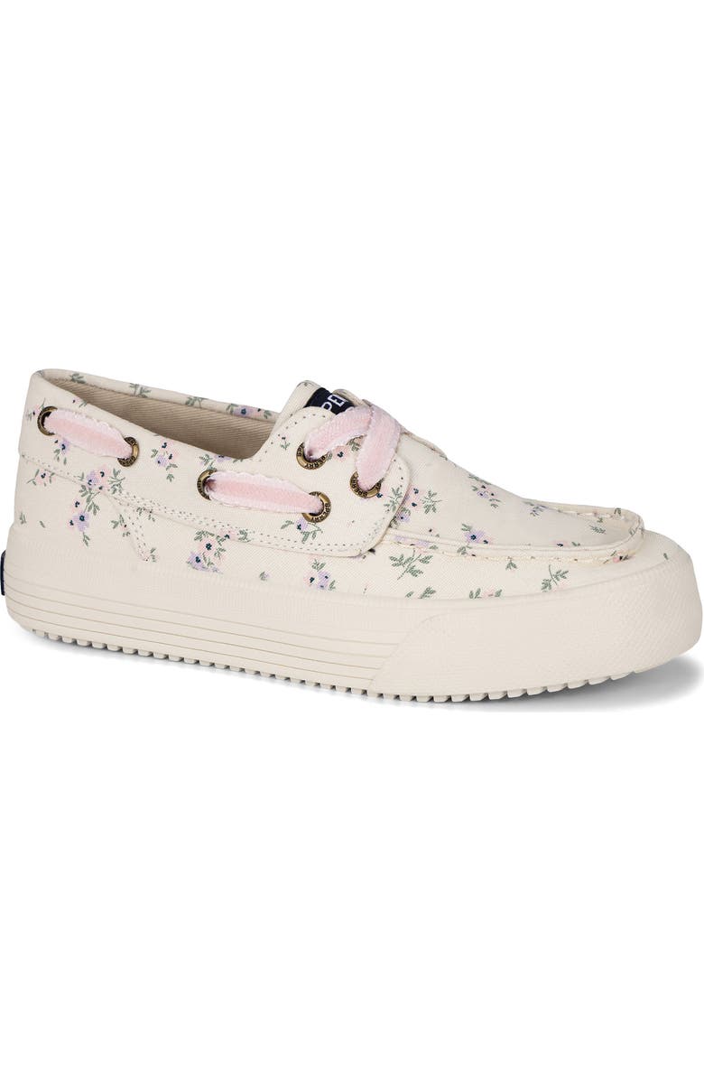 Sperry Kids' Bahama Platform Boat Shoe, Main, color, Bone Disty Floral
