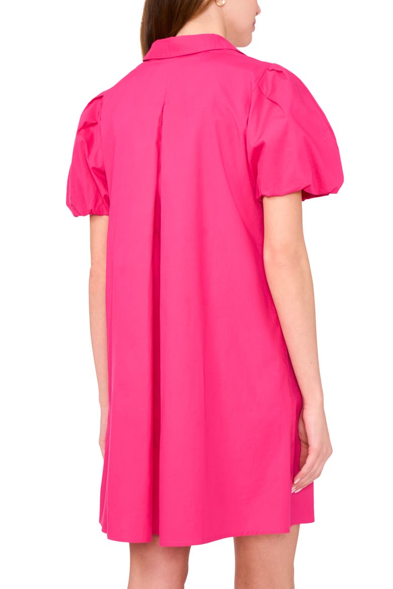 Puff Sleeve A-Line Shirtdress, Alternate, color, FIERCELY FUSCHIA