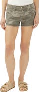 Silver Jeans Co. Camo Print Raw Hem Mid Rise Denim Boyfriend Shorts