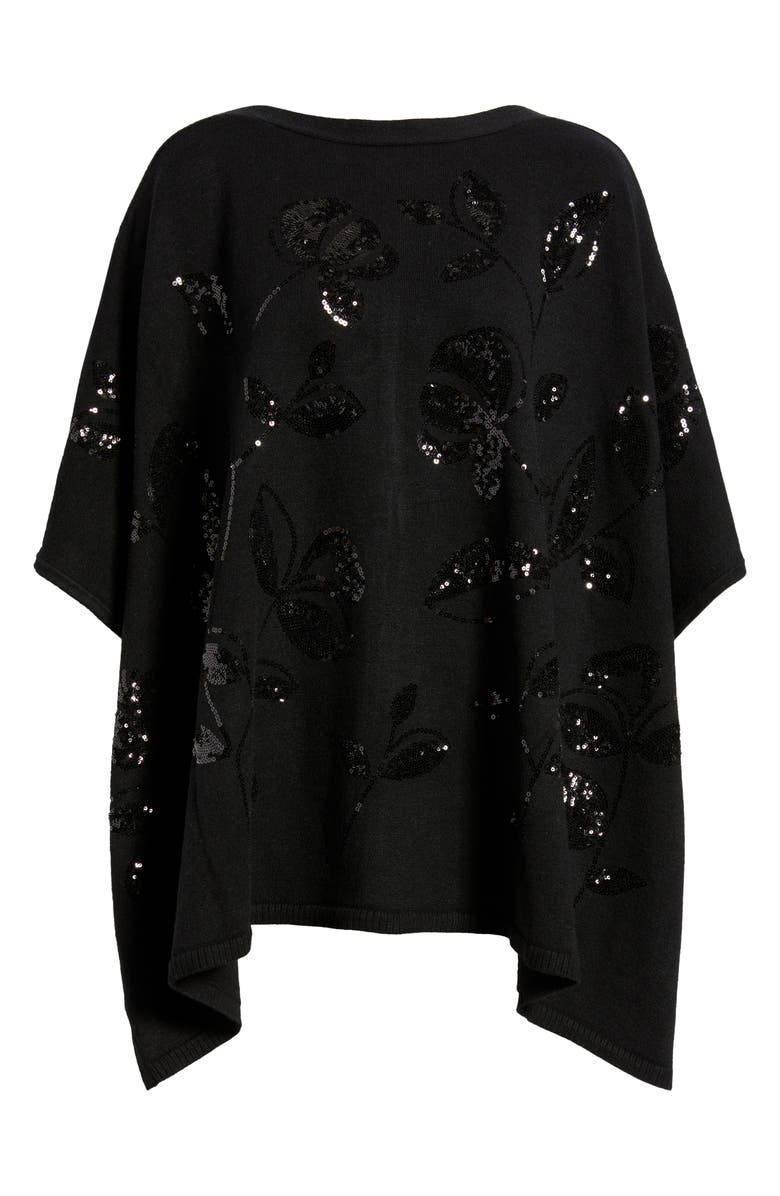 KASPER Sequin Poncho, Alternate, color, Black
