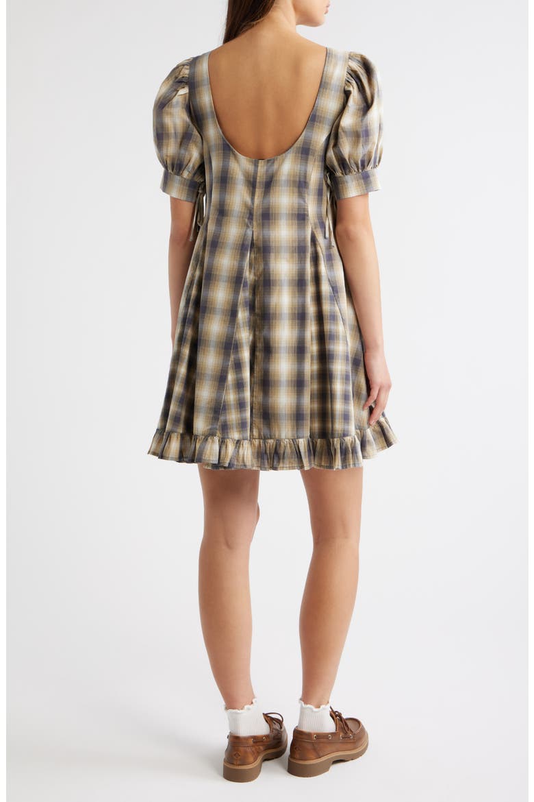 Sabina Plaid Mini Godet Dress, Alternate, color, CARDAMON