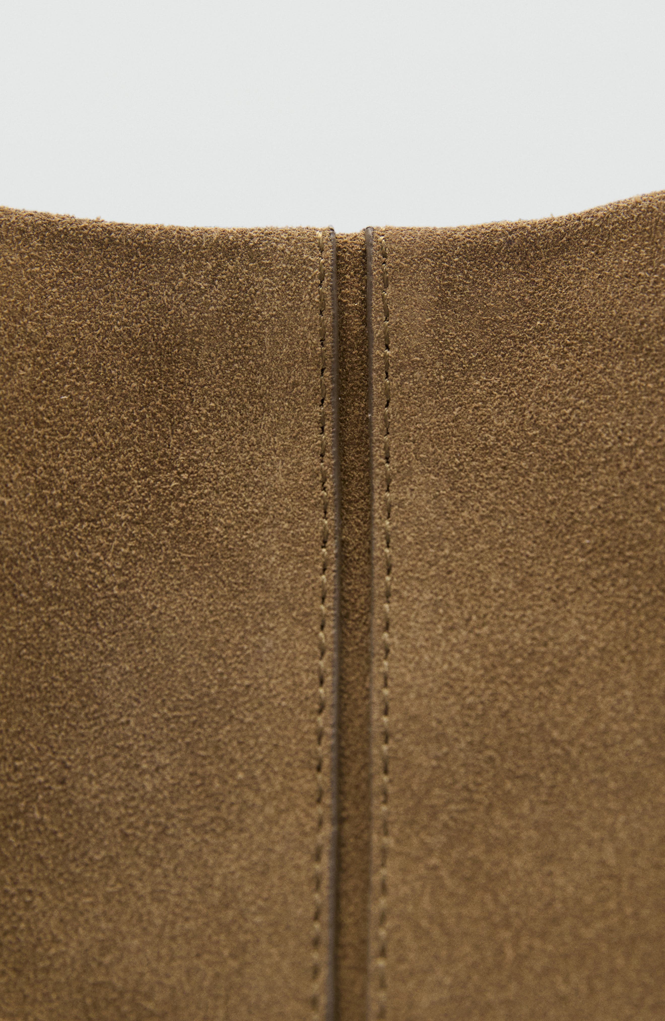 MANGO Leather Bucket Bag, Alternate, color, Tobacco Brown