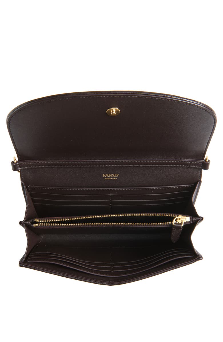 Burberry Highlands Patchwork Check Leather Wallet on a Chain, Alternate, color, Hazel