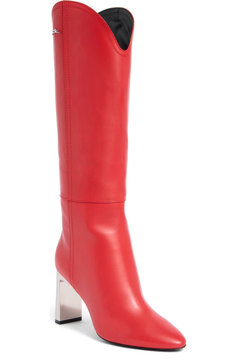 Longchamp Metallic Heel Western Boot, Main, color, Red Kiss