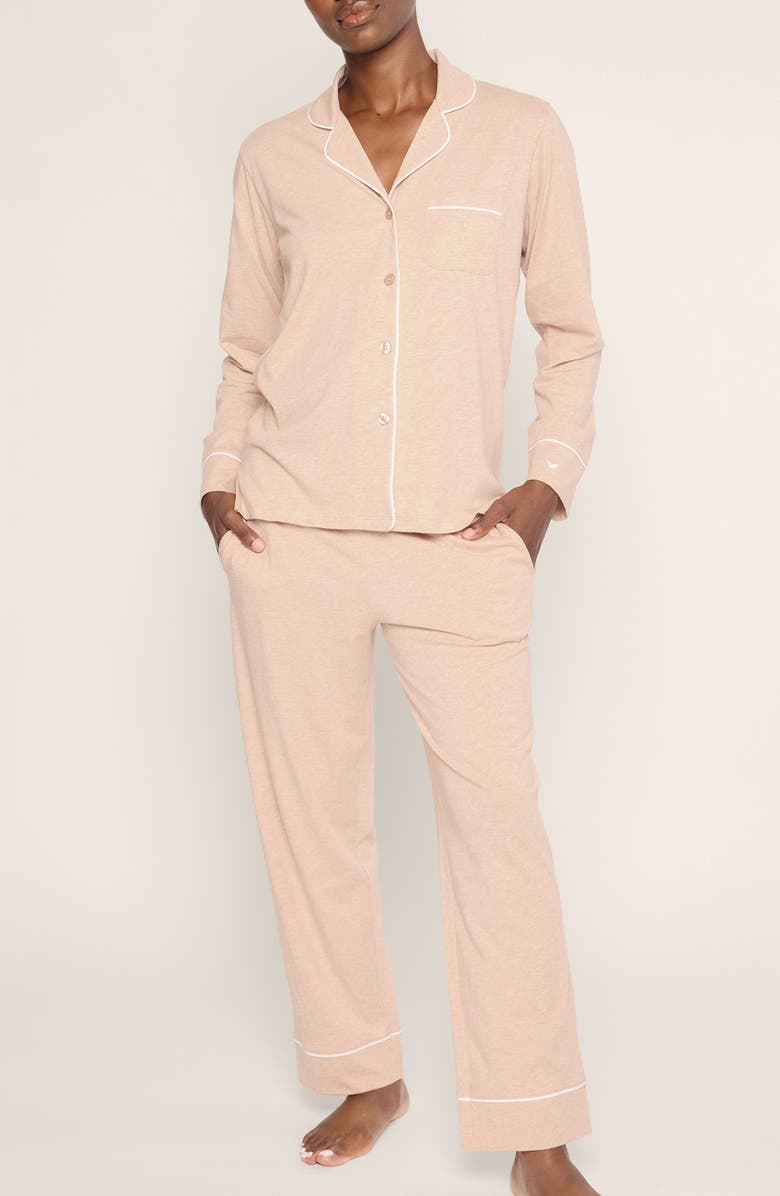 Petite Plume Luxe Pima Cotton Pajamas, Main, color, Beige