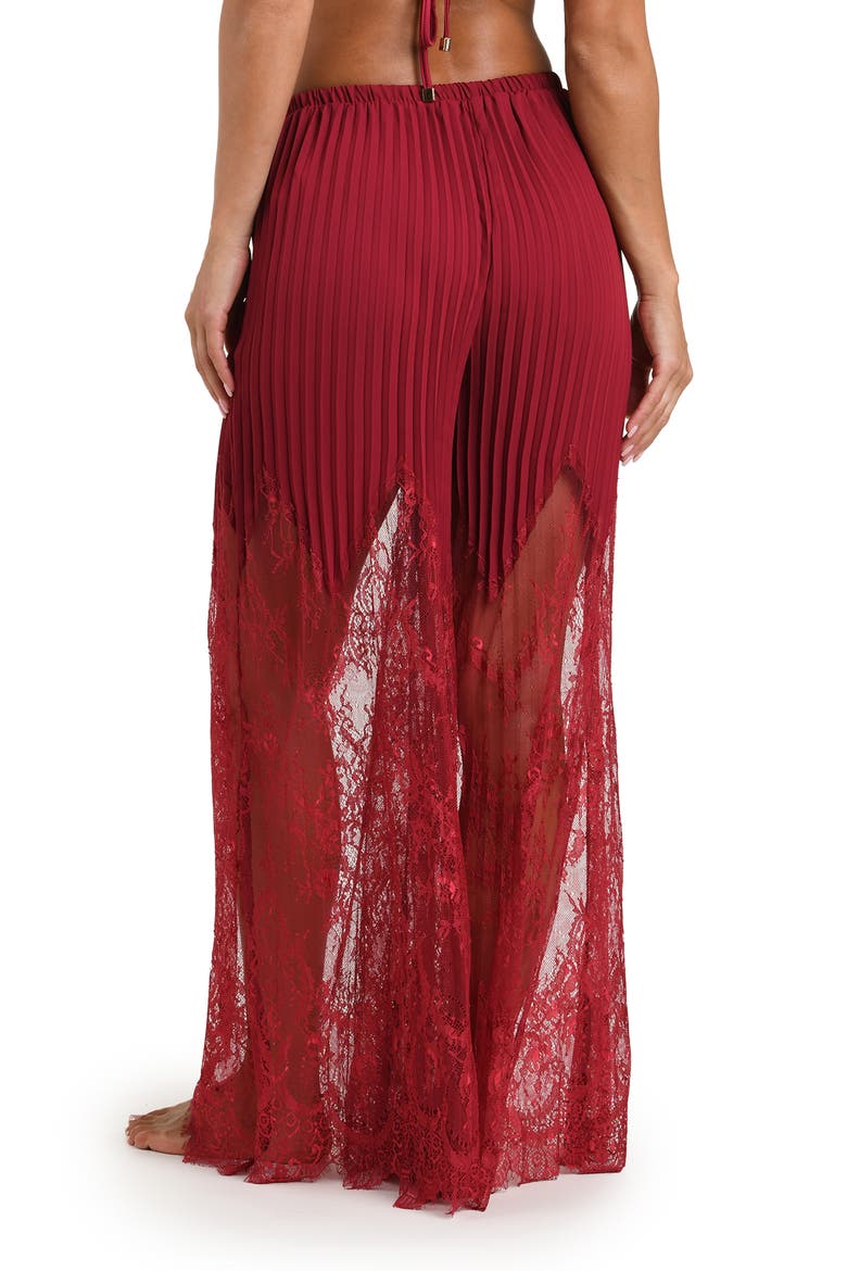 Sharon Lace Trim Cover-Up Wide Leg Pants, Alternate, color, BLACK CHERRY