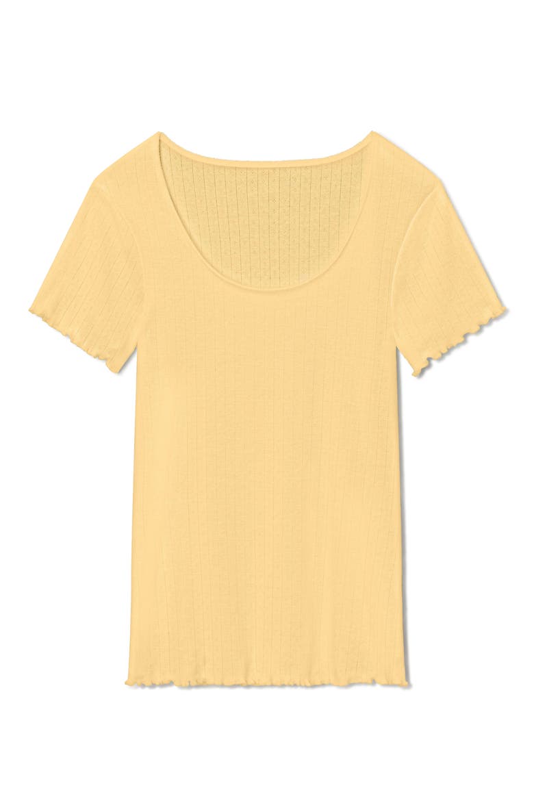Pointelle Rib Lounge T-Shirt, Alternate, color, YELLOW