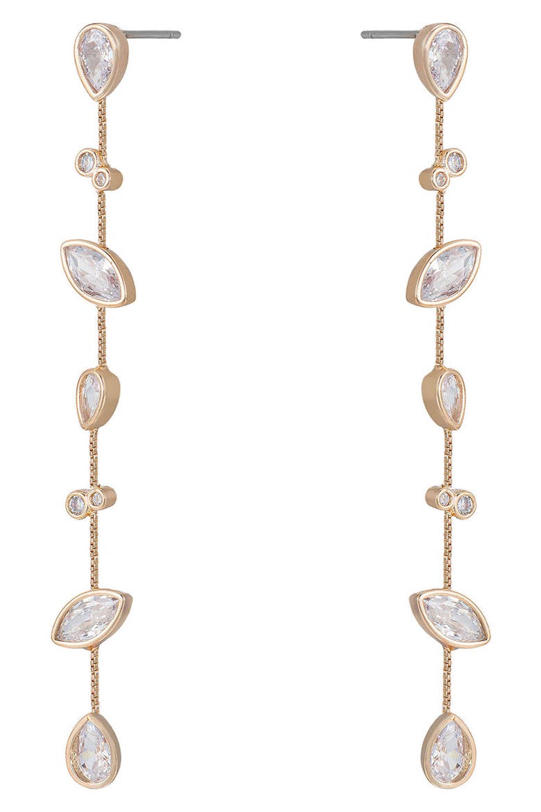 Crystal Linear Earrings, Alternate, color, GOLD