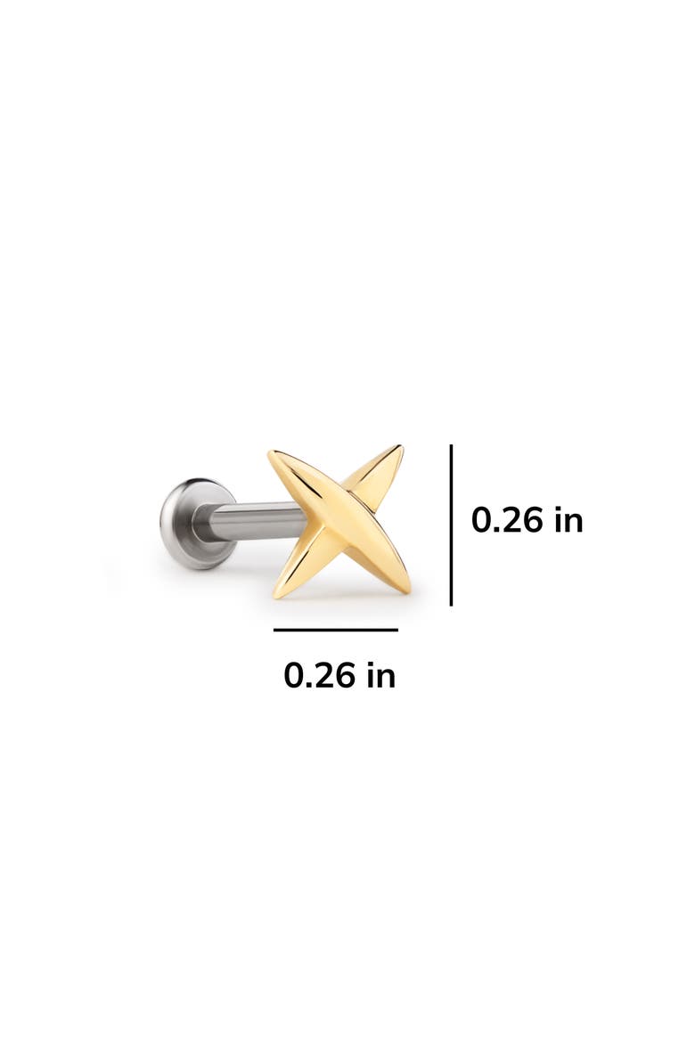 Solid Yellow Gold - X Flatback Single Stud, Alternate, color, Gold