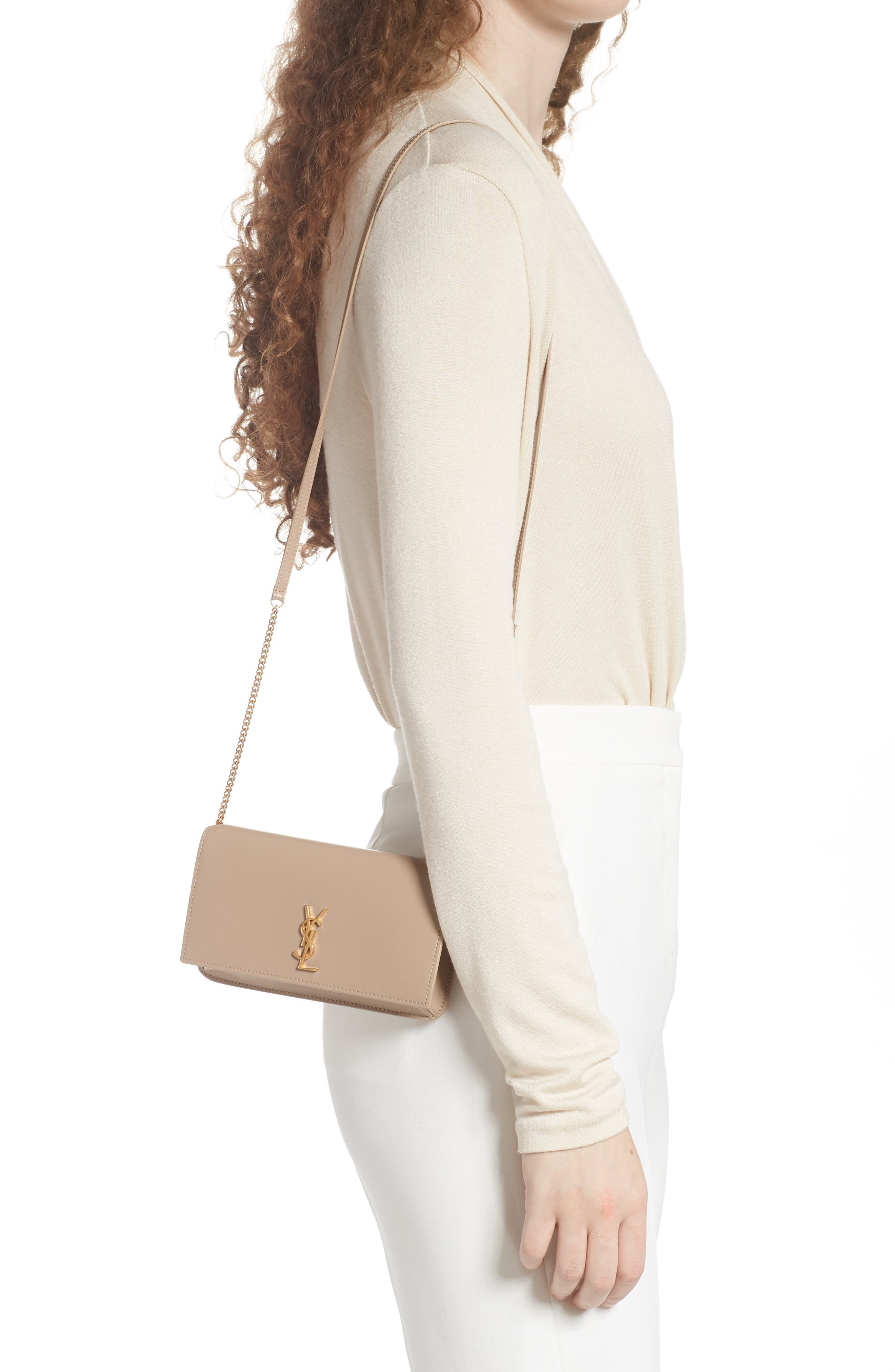 Monogram Phone Shoulder Bag, Alternate, color, DARK BEIGE