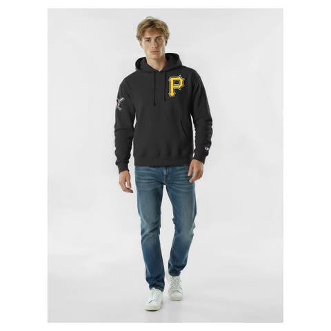 Men's Champion  Black Pittsburgh Pirates Reverse Weave Chenille Hoodie