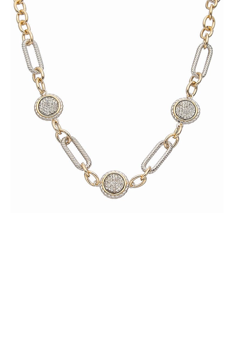 Pavé Cubic Zirconia Station Chain Necklace, Main, color, YELLOW