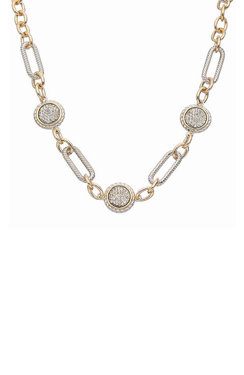 Pavé Cubic Zirconia Station Chain Necklace
