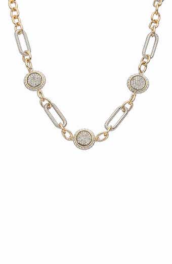 Juvell Pavé Cubic Zirconia Station Chain Necklace