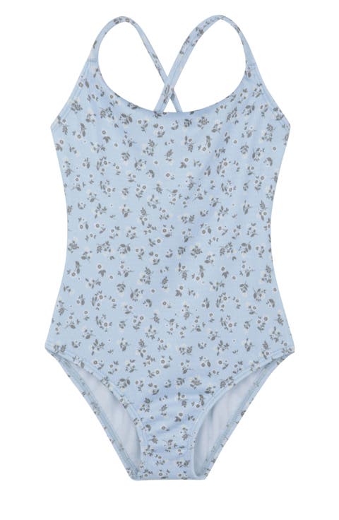 Ditsy Dream Textured Criss Cross Tie Back One Piece