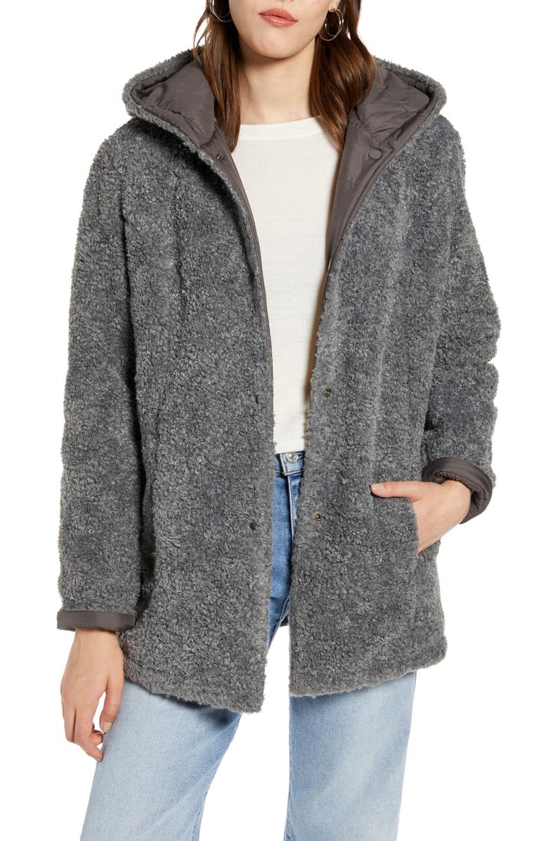 Halogen<sup>®</sup> Reversible Faux Fur Hooded Coat, Main, color,