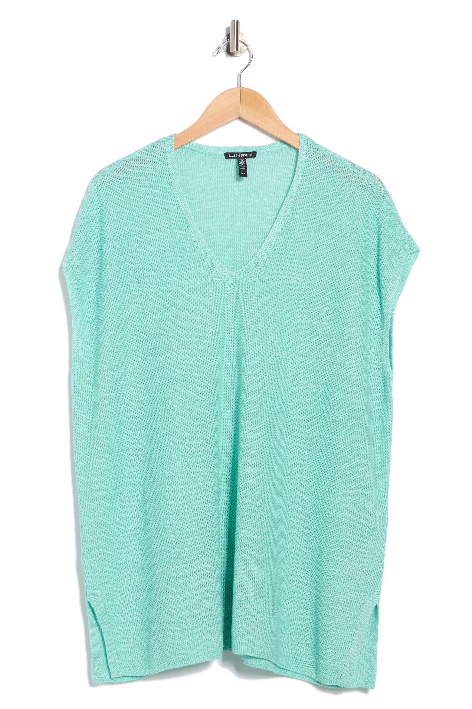 Clean Line N Rack Eileen Fisher Short Sleeve V-Neck Organic Linen Sweater (Women ...