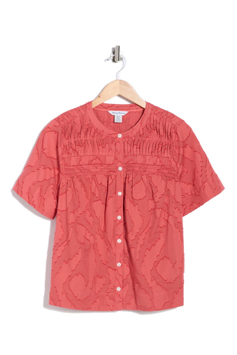 Isla Dream Short Sleeve Pintuck Top, Alternate, color, WILD GERANIUM