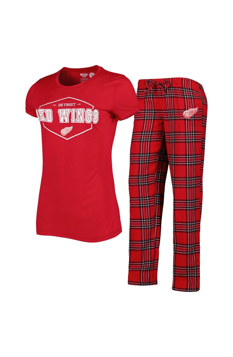 CONCEPTS SPORT Women's Concepts Sport Red/Black Detroit Red Wings Badge T-Shirt & Pants Sleep Set, Main, color,