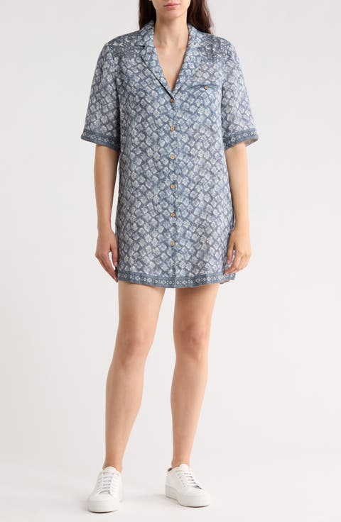 Paradise Point Short Sleeve Linen Shirtdress